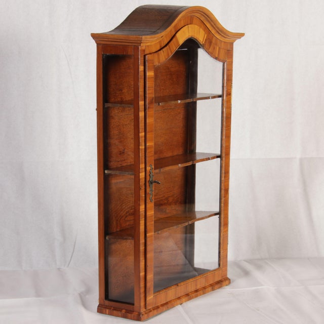 Small Antique Baroque Hanging Display Cabinet in Walnut, 1800 For Sale - Image 6 of 18