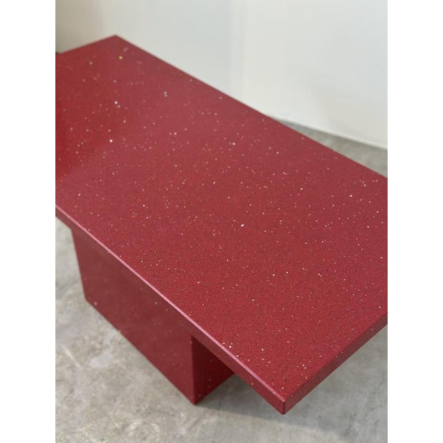 Late 20th Century Vintage Italian Red Granite Coffee Table with Silver Flecks, 1980s For Sale - Image 5 of 12