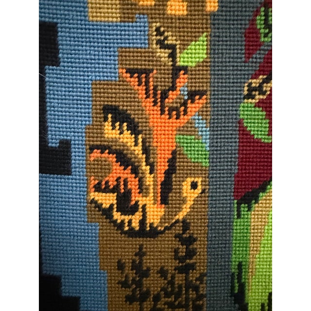 French Cubist Needlepoint Pine Frame Saisons 1970s Handmade "Les Quatre Saisons" For Sale - Image 16 of 17