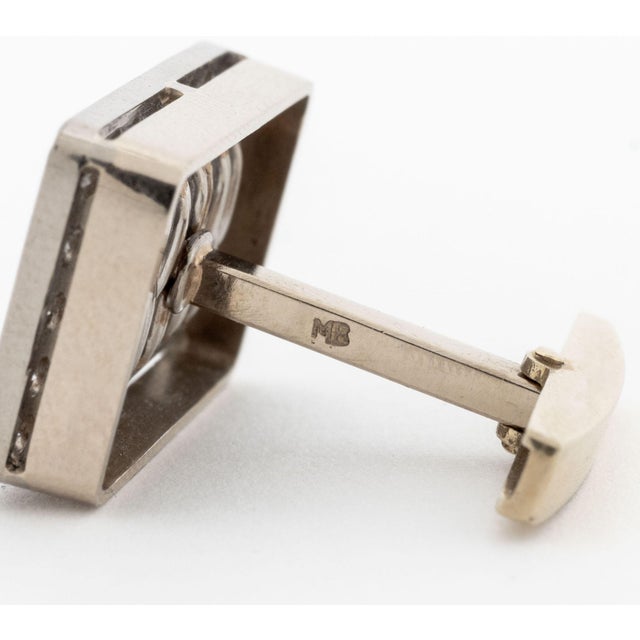 18k White Gold and Diamond Cufflinks For Sale - Image 10 of 10