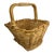 Vintage Square Sturdy Wicker Basket With Thick Bamboo Rim and Handle For Sale