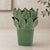 Kenneth Ludwig Chicago Stoneware Vase with Leaves Accent 7.5"H For Sale - Image 4 of 4