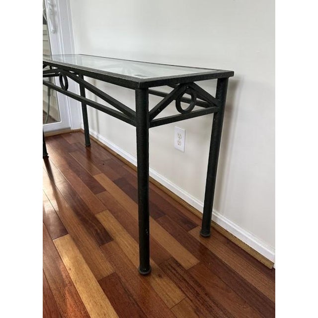 American Vintage Verdigris Sofa Table For Sale - Image 3 of 5