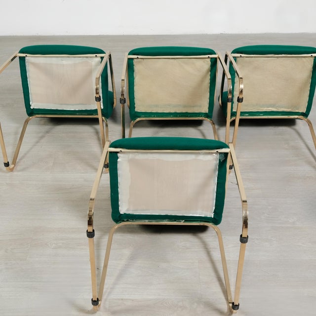 Vintage Poker Chairs in Green Fabric, Set of 4 For Sale - Image 13 of 14