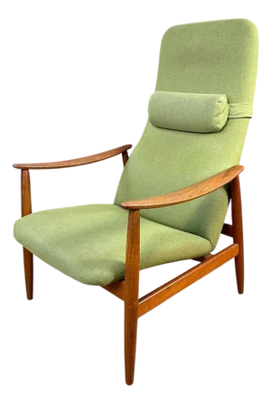 Mid Century Danish Solid Teak Highback Lounge Chair