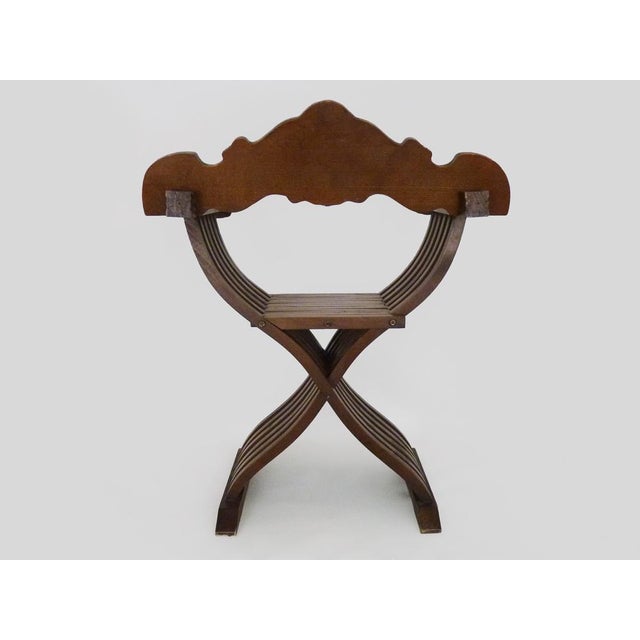 Vintage Savonarola Chair with Lion's Head in Wood, Italy, 1950s For Sale - Image 10 of 11