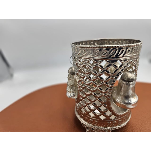 Silver Openwork Silver-Plated Candle or Bottle Holder Base, 1970s For Sale - Image 8 of 9