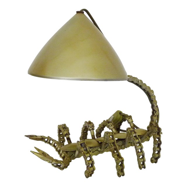 Brutalist Golden Scorpion Lamp, 1980s For Sale
