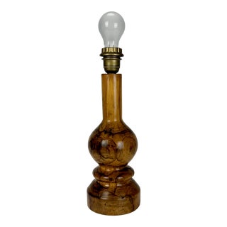 Vintage Burl Wood Table Lamp Base, 1970s For Sale