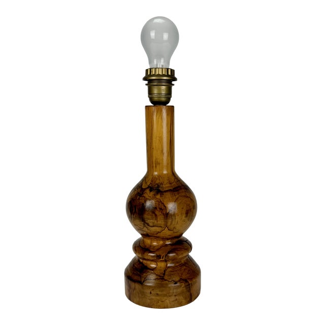 Vintage Burl Wood Table Lamp Base, 1970s For Sale