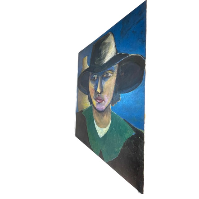 Mid 20th Century Expressionist Style Portrait Oil Painting on Canvas For Sale - Image 4 of 12