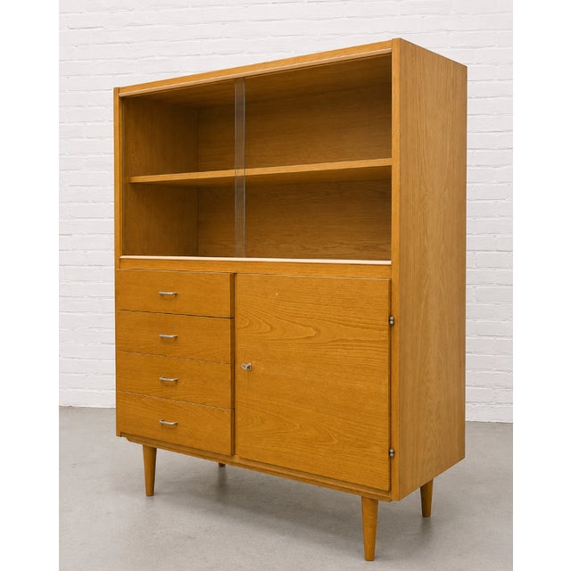 Mid Century Modern Ashwood Bookcase | Paul McCobb Styled China Cabinet, C. 1960’s For Sale - Image 11 of 16