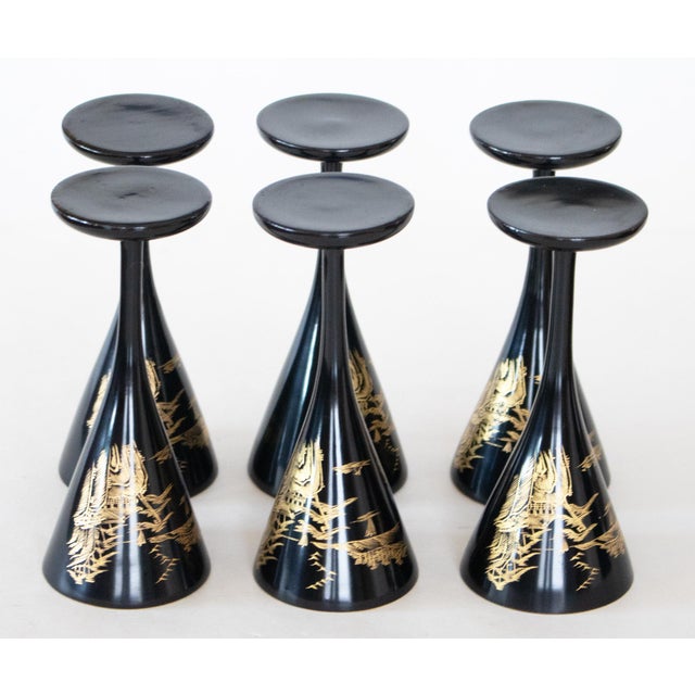 Black 1940s Japanese Shikki Lacquered Wood Set Cocktail Shaker Set - 14 Pieces For Sale - Image 8 of 14