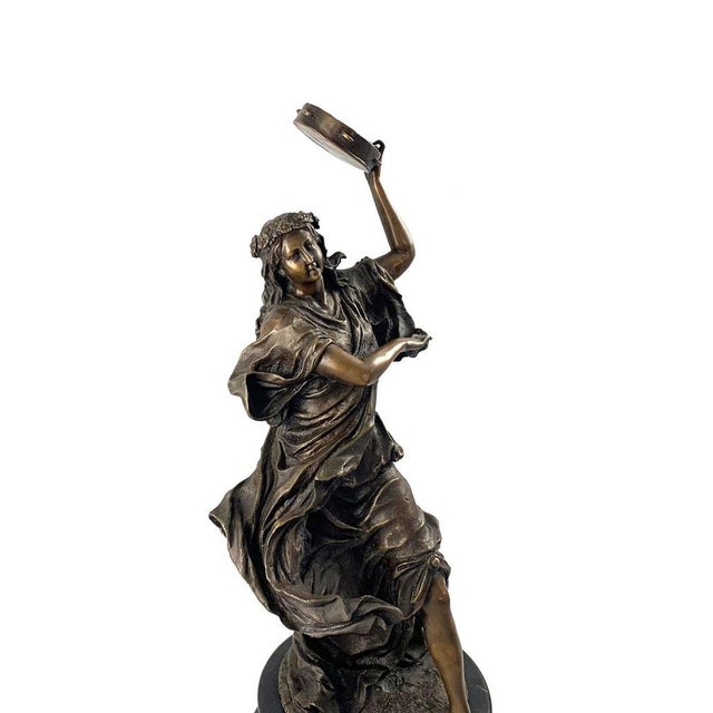 Metal 20th Century Bronze Figure of a Female Dancer with Tambourine For Sale - Image 7 of 9