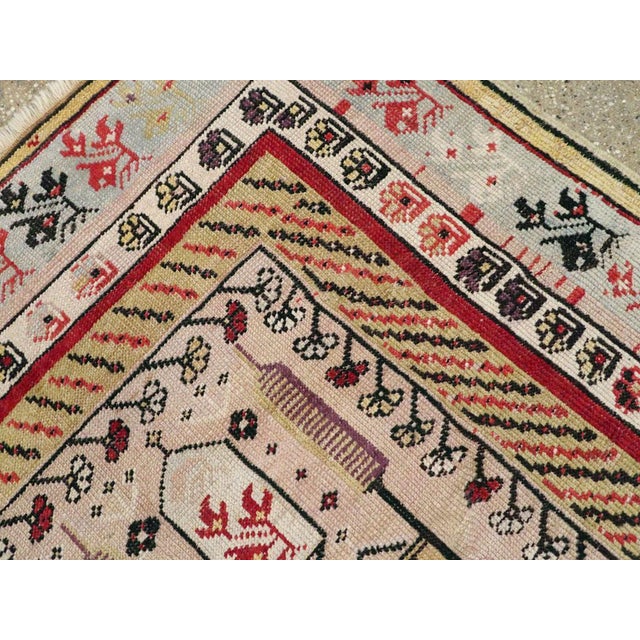 Galerie Shabab Collection Early 20th Century Turkish Ghiordes Small Rug With Shades of Grey-Blue, Purple, and Beige For Sale In New York - Image 6 of 8