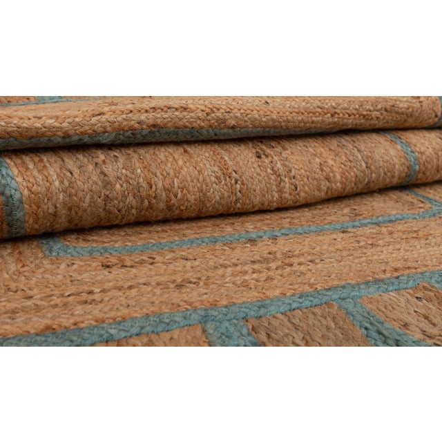 Scallop Jute Turquoise Blue Hand Made Rug - 3'x5' For Sale - Image 12 of 13