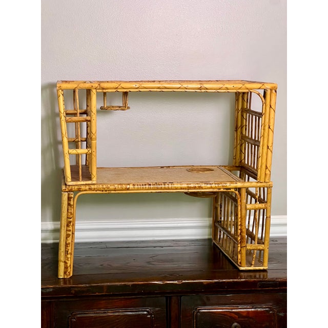 Near Pair of 1960s Bamboo and Rattan Bed Trays With Drink and Magazine Holder For Sale - Image 11 of 13