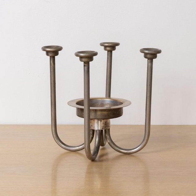 Metal 1940s French Sculptural Silver Candelabra For Sale - Image 7 of 9