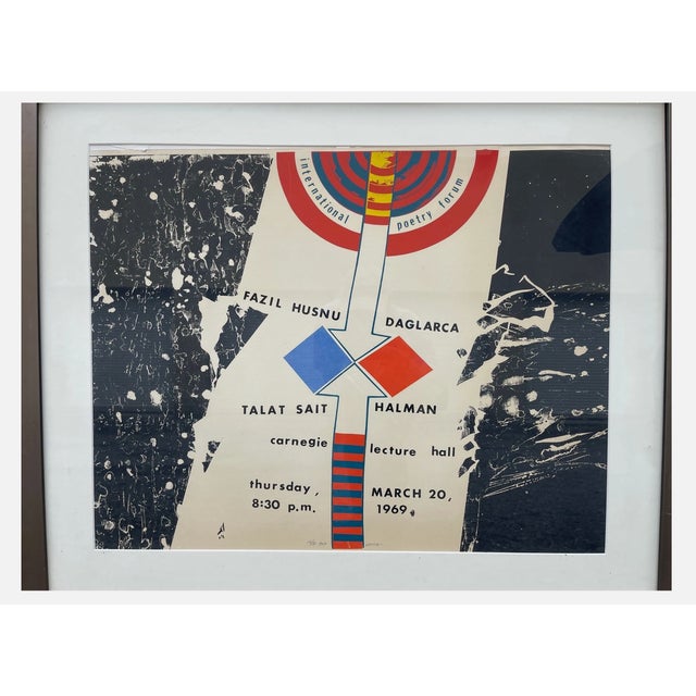 Abstract George Nama Signed 16/30 1969 Screenprint Poetry Forum Abstract Framed For Sale - Image 3 of 6