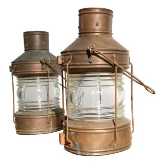 Copper Naval Lanterns, 1900s, Set of 2 For Sale
