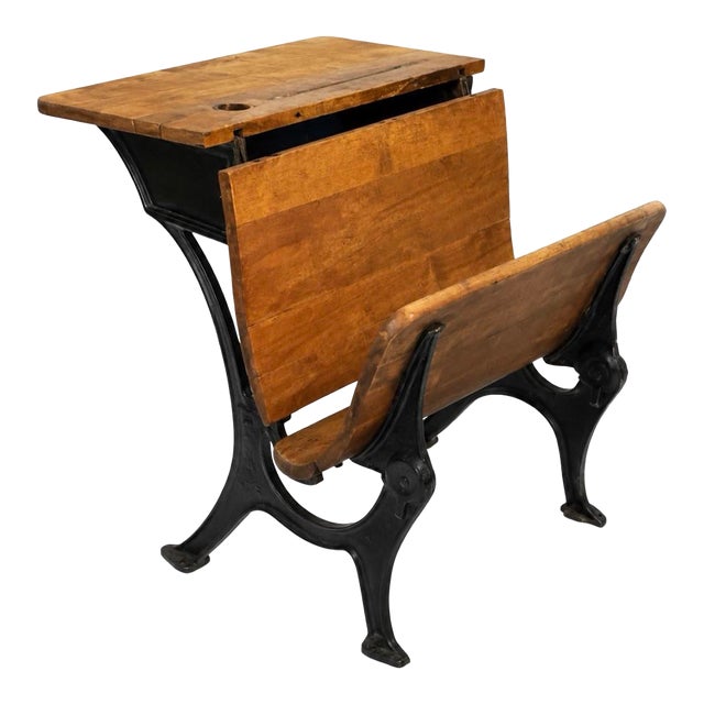 Early 20th Century A. Flanagan Co. Chicago School Desk With Book Compartment For Sale