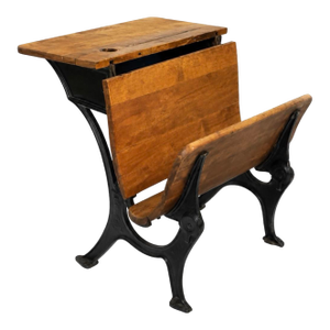 Early 20th Century A. Flanagan Co. Chicago School Desk With Book Compartment