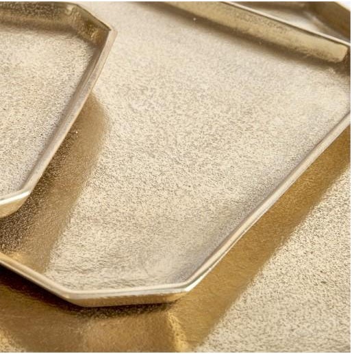 Kenneth Ludwig Chicago Gold Geometric Trays For Sale - Image 4 of 6