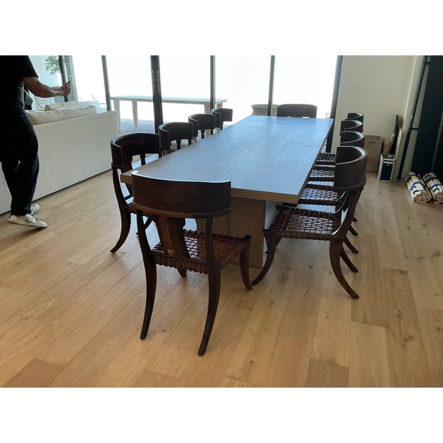 2010s Klismos Style Solid Walnut Dining Chairs -Set of 10 For Sale - Image 5 of 10