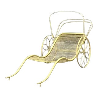 Vintage MCM Wrought Iron Canopy Chaise Lounge After Russel Woodard For Sale