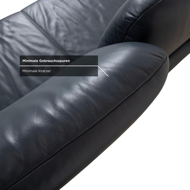 Blue Leather Rivoli Two-Seater Sofa with Manual Function from Koinor For Sale - Image 12 of 18