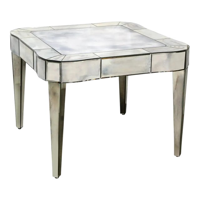 1950s Mid-Century American Glamorous Smokey Mirrored Center Hall / Game Table For Sale