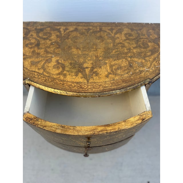 Gold Italian Florentine Two Drawer Side Table/Nightstand For Sale - Image 8 of 18