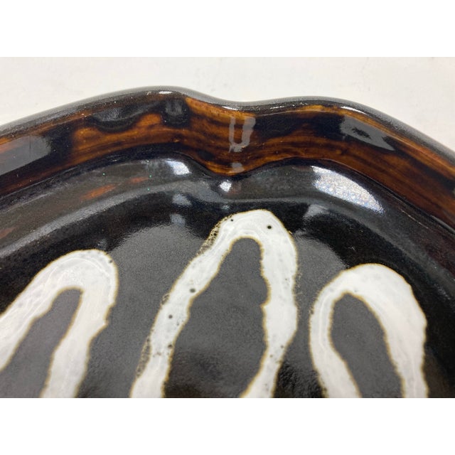 Vintage Japanese Glazed Pottery Sweets Tray For Sale - Image 4 of 9