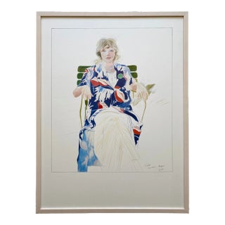 David Hockney Vintage 1984 Framed Habitat Lithograph Print " Celia Carennac " 1971 For Sale