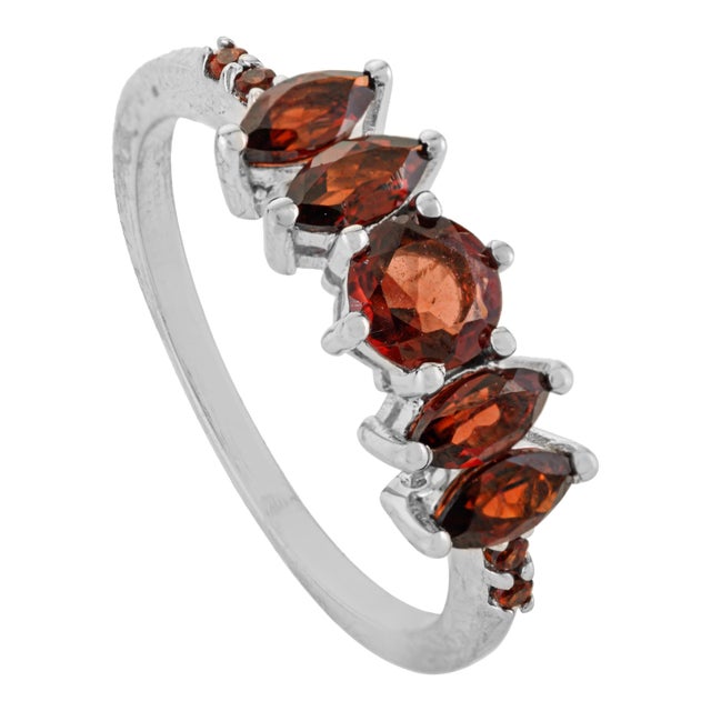 Regal Five-Stone February Birthstone Ring Made in 925 Sterling Silver - Size 7.5 For Sale