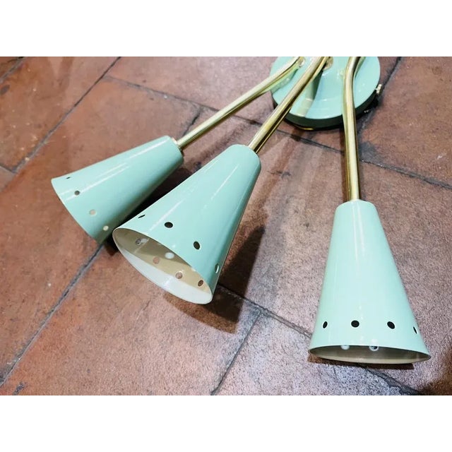 Blue Brass & Cones Wall Light, 1950s For Sale - Image 8 of 12