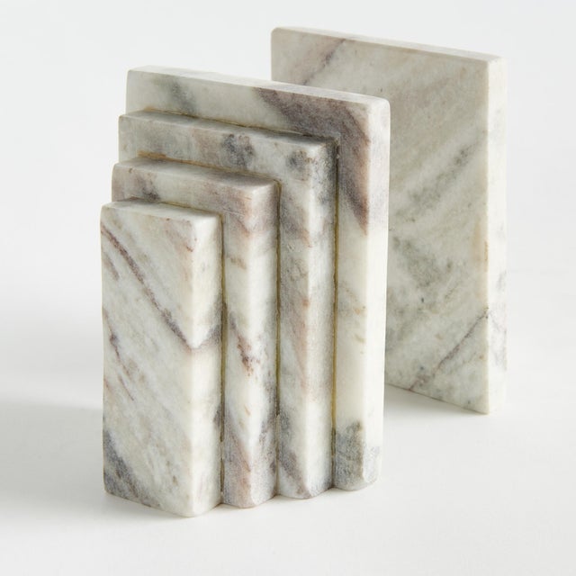 Contemporary Jaqueline Marble Bookends St/2 For Sale - Image 3 of 4