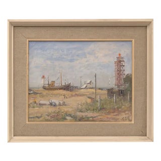 Port Landscape, Oil Painting, 20th Century For Sale