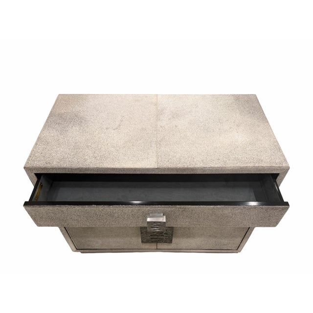 Gray Studio a Home by Global Views “Metro” Nightstand in Gray Hair-on-Hide. For Sale - Image 8 of 12