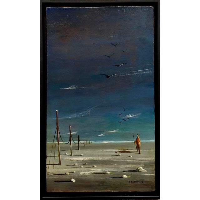 R. Klopfer - Man on a Surreal Winter Beach - Oil Painting For Sale