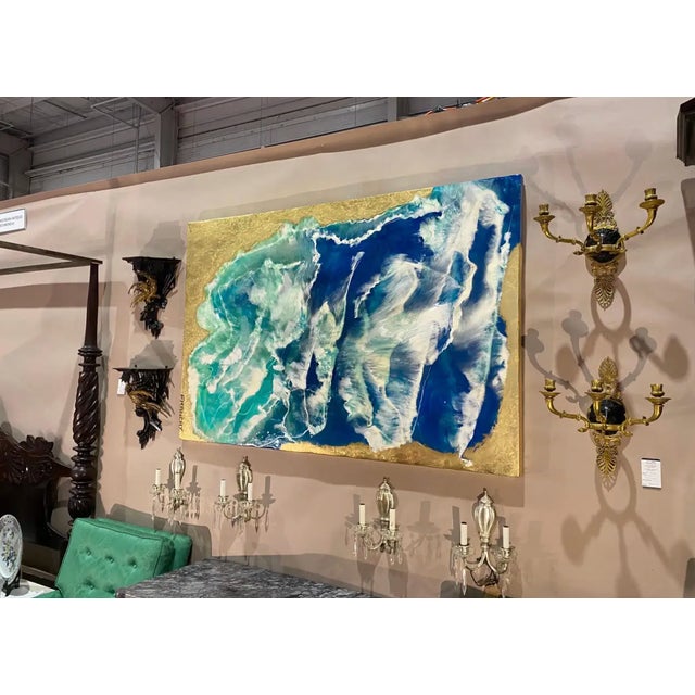 Very cool modern abstract painting made of acrylic and hood lead signed by artists titled “Frenchy”.