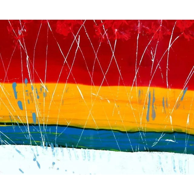 Large Vintage Expressionist Landscape Painting Signed Enamel on Board For Sale In New York - Image 6 of 11