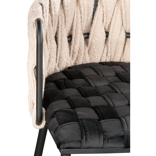 2020s Set of 8 Milano Dining Chairs in Black and White For Sale - Image 5 of 6