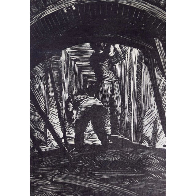 Figurative "Mine Shaft", Soviet Union: An Early 20th C. Woodcut Engraving by Abramovitz, 1935 For Sale - Image 3 of 4