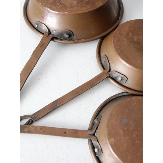 Antique Copper Pans Set of 3 For Sale - Image 10 of 11