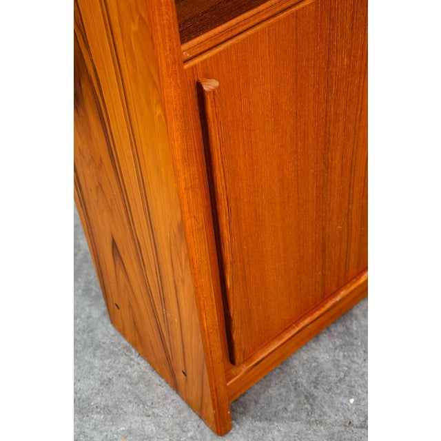 1960s Mid Century Danish Modern Bookshelf Cabinet Teak Shelves Cabinet Doors Wood MCM For Sale - Image 5 of 12