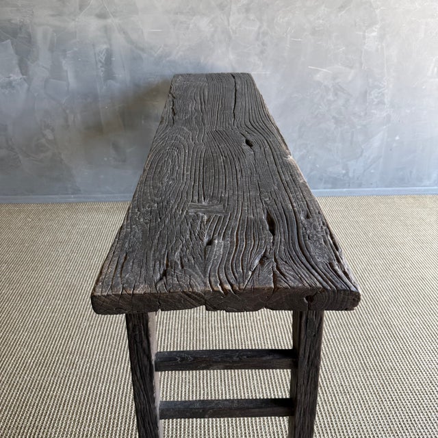 Black Vintage Elm Wood Console Table For Sale - Image 8 of 9