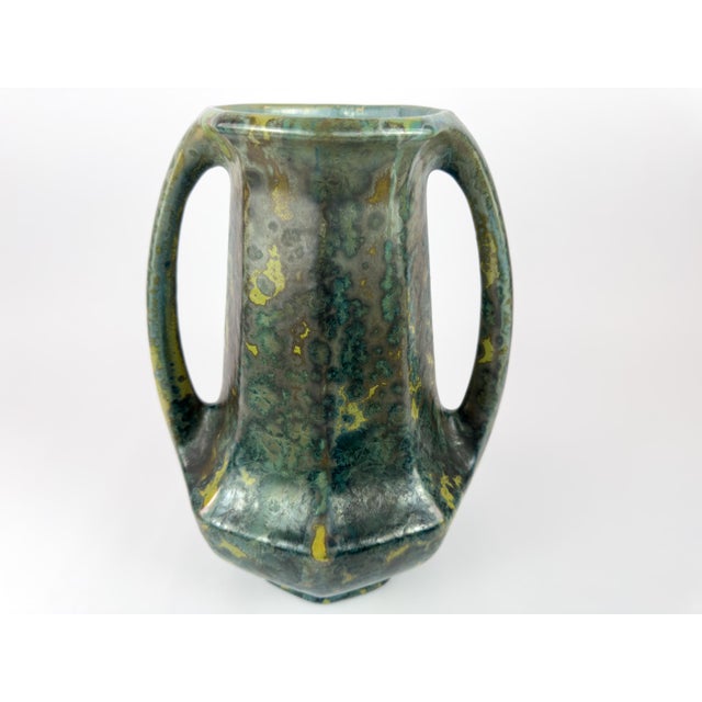 Turquoise Large Art Deco Crystalline Glaze Stoneware Vase by Pierrefonds, France, C. 1925–1935 For Sale - Image 8 of 15