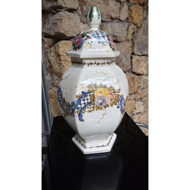 Mid 20th Century Mid 20th Century Monumental Italian Majolica Hand-Painted Ginger Jar For Sale - Image 5 of 11