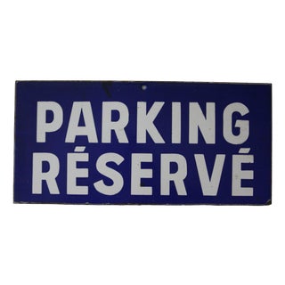 Blue and White Enamel Metal Traffic Sign, 1950s For Sale